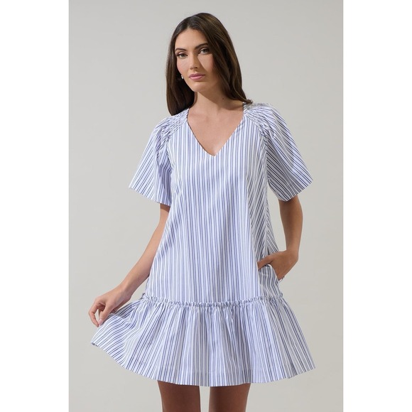 NWT Sugar Lips Zaria Stripe Ashby Shift Mini Dress large - Picture 1 of 7